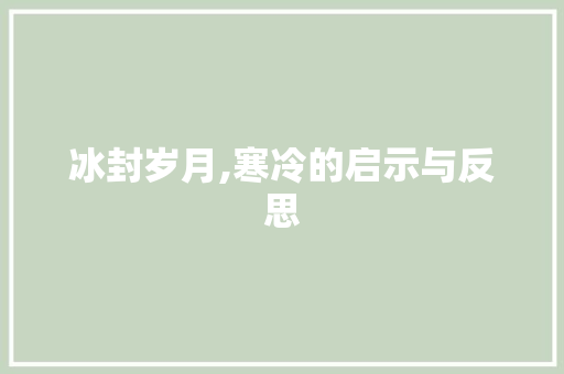 冰封岁月,寒冷的启示与反思