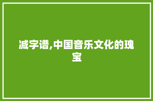 减字谱,中国音乐文化的瑰宝