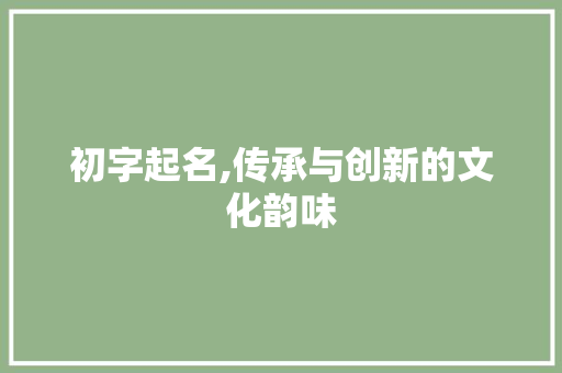 初字起名,传承与创新的文化韵味