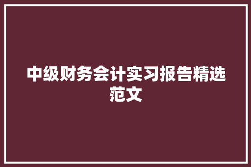中级财务会计实习报告精选范文 写作技巧