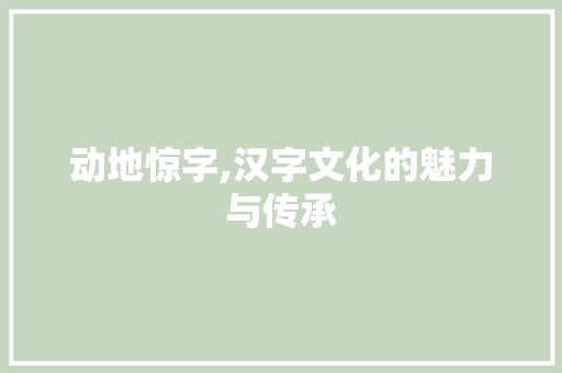 动地惊字,汉字文化的魅力与传承