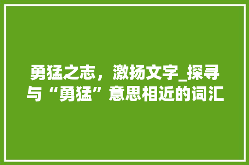 勇猛之志，激扬文字_探寻与“勇猛”意思相近的词汇及其内涵 诗歌创作