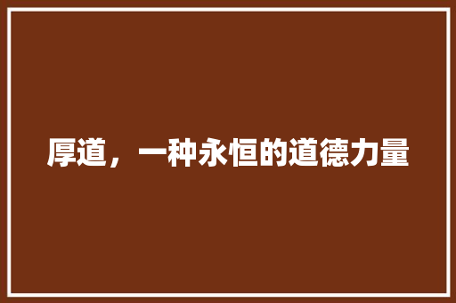 厚道，一种永恒的道德力量 报告写作