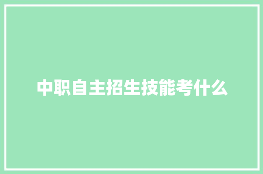 中职自主招生技能考什么