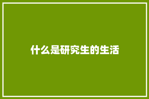 什么是研究生的生活