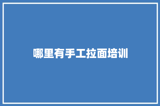 哪里有手工拉面培训
