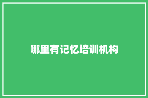 哪里有记忆培训机构