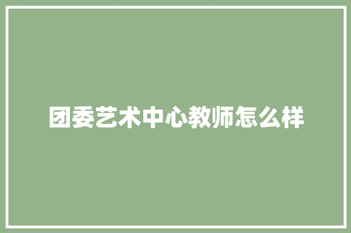 团委艺术中心教师怎么样