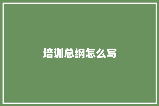 培训总纲怎么写