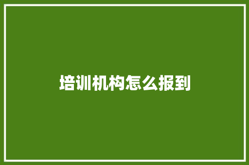 培训机构怎么报到