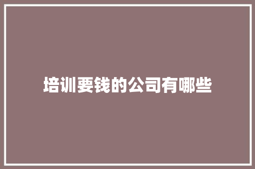 培训要钱的公司有哪些