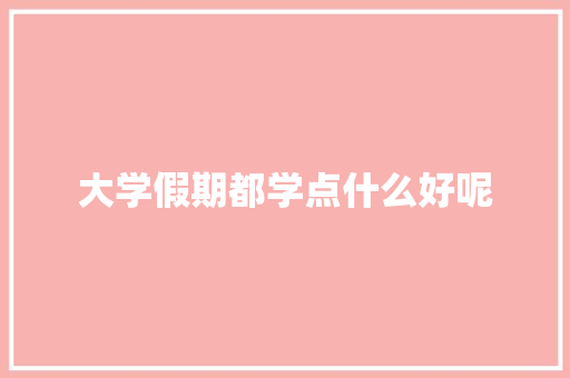 大学假期都学点什么好呢