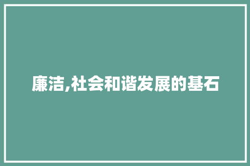 廉洁,社会和谐发展的基石