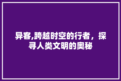 异客,跨越时空的行者，探寻人类文明的奥秘