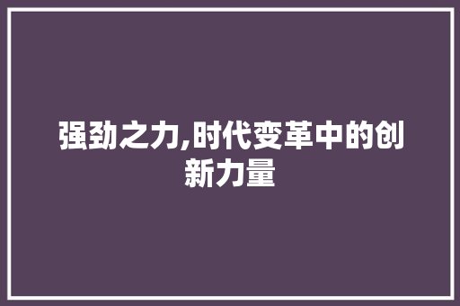 强劲之力,时代变革中的创新力量