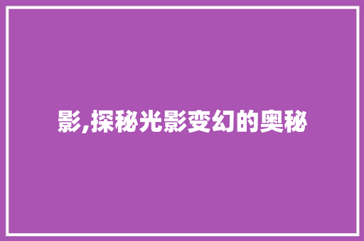 影,探秘光影变幻的奥秘