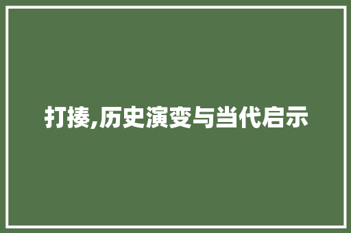 打揍,历史演变与当代启示 商业文案