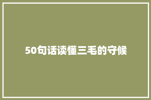 50句话读懂三毛的守候 商业文案
