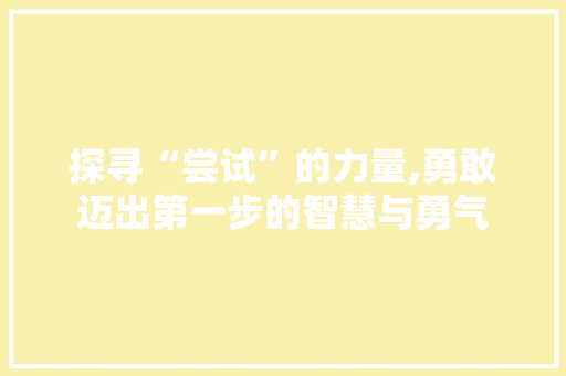 探寻“尝试”的力量,勇敢迈出第一步的智慧与勇气