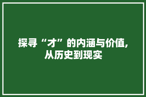 探寻“才”的内涵与价值,从历史到现实 简历模板