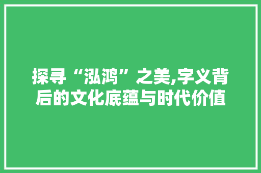 探寻“泓鸿”之美,字义背后的文化底蕴与时代价值