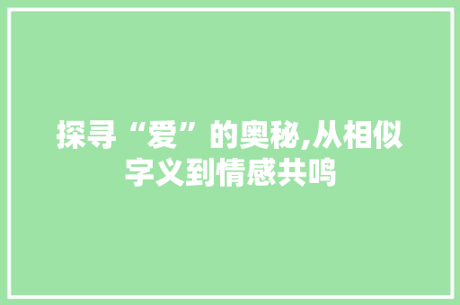 探寻“爱”的奥秘,从相似字义到情感共鸣