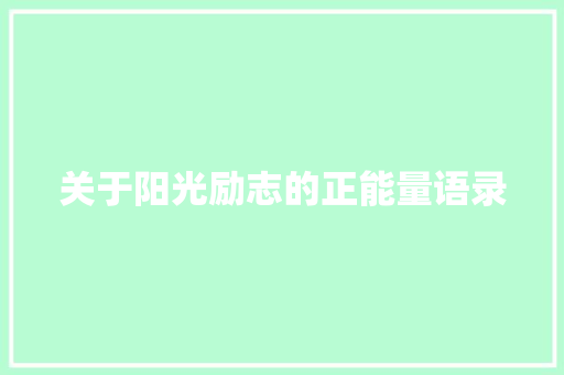 关于阳光励志的正能量语录 商业文案