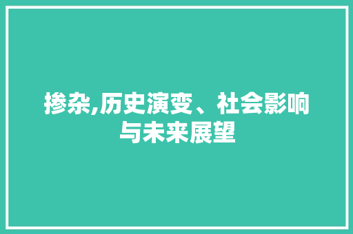 掺杂,历史演变、社会影响与未来展望