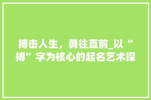 搏击人生，勇往直前_以“搏”字为核心的起名艺术探析 简历模板