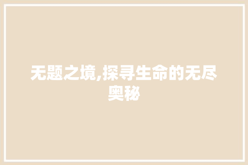无题之境,探寻生命的无尽奥秘 报告写作