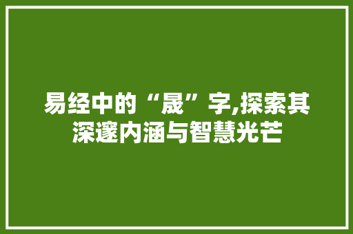 易经中的“晟”字,探索其深邃内涵与智慧光芒