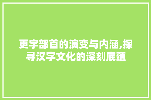 更字部首的演变与内涵,探寻汉字文化的深刻底蕴