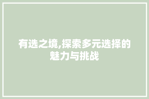 有选之境,探索多元选择的魅力与挑战 写作技巧