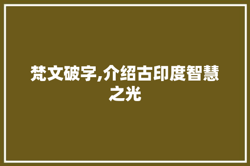 梵文破字,介绍古印度智慧之光