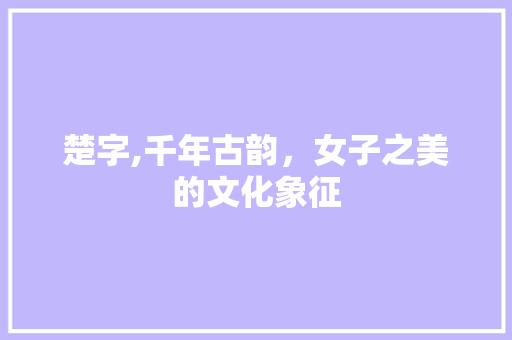 楚字,千年古韵，女子之美的文化象征 商业文案