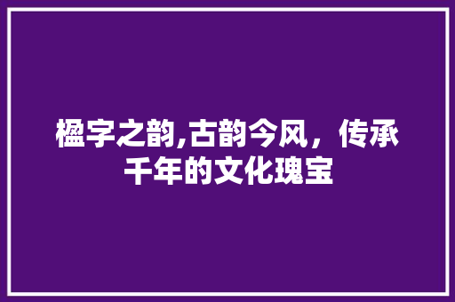 楹字之韵,古韵今风，传承千年的文化瑰宝