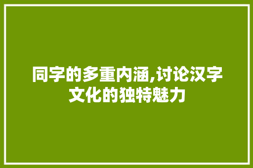 同字的多重内涵,讨论汉字文化的独特魅力