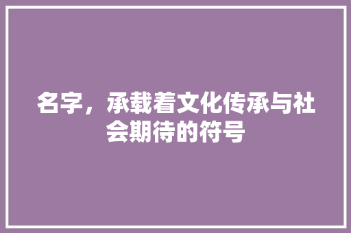 名字，承载着文化传承与社会期待的符号