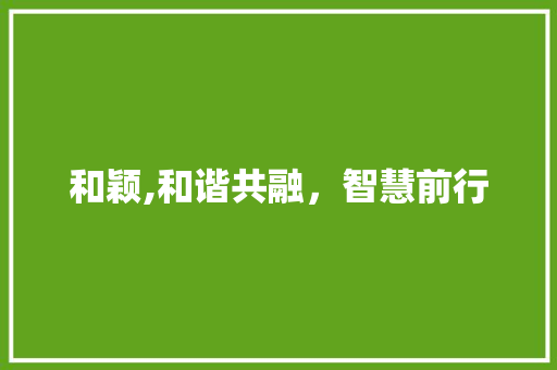 和颖,和谐共融，智慧前行