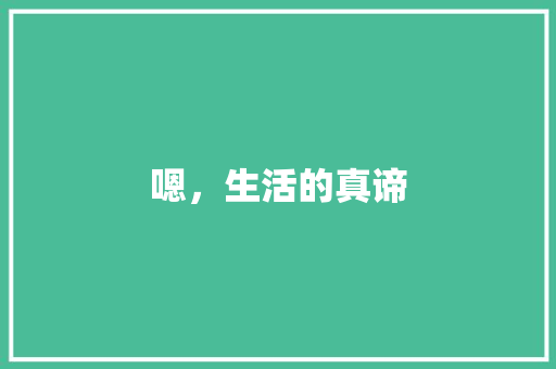 嗯，生活的真谛