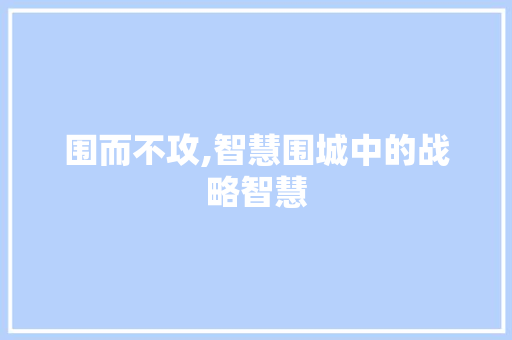围而不攻,智慧围城中的战略智慧