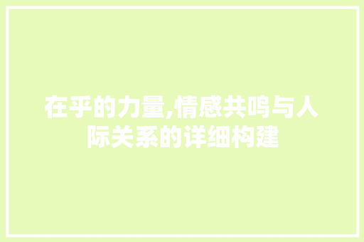 在乎的力量,情感共鸣与人际关系的详细构建