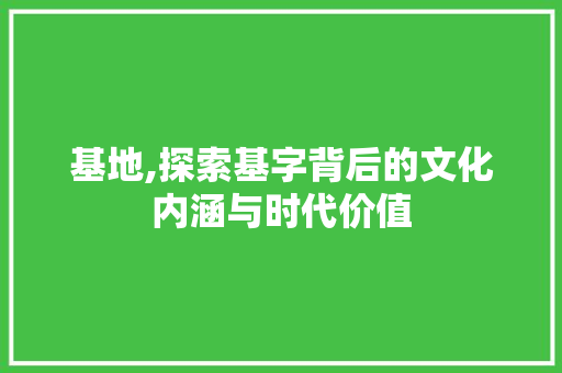 基地,探索基字背后的文化内涵与时代价值