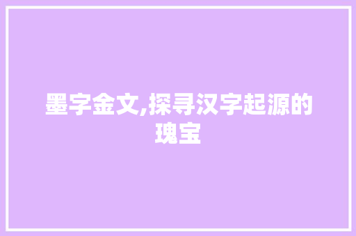 墨字金文,探寻汉字起源的瑰宝 词汇积累