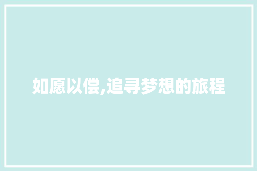 如愿以偿,追寻梦想的旅程