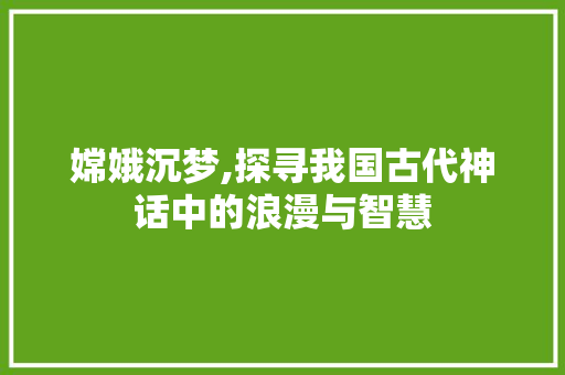 嫦娥沉梦,探寻我国古代神话中的浪漫与智慧 报告写作