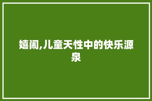 嬉闹,儿童天性中的快乐源泉