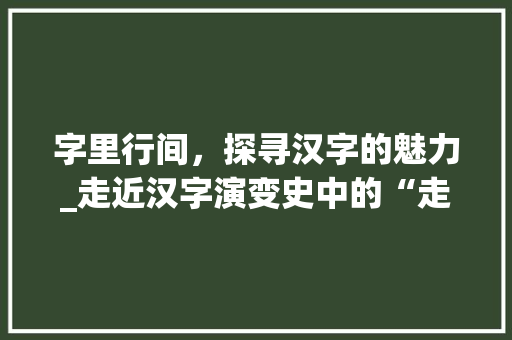 字里行间，探寻汉字的魅力_走近汉字演变史中的“走”字家族