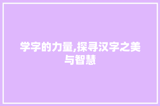 学字的力量,探寻汉字之美与智慧 写作社区