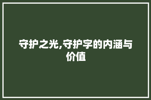 守护之光,守护字的内涵与价值